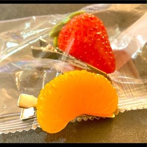 Hair clip-Tangerine 🍊 and strawberry 🍓 accessory